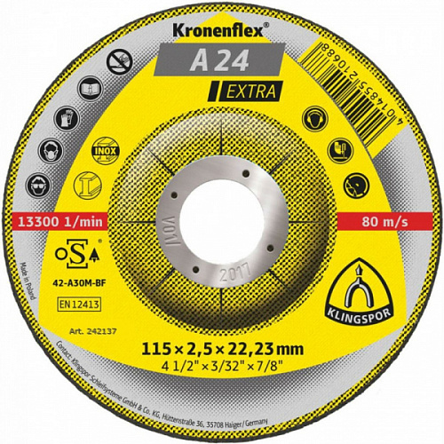 Круг отрезной 115*2,5*22 А 24 (металл) Kronenflex 
