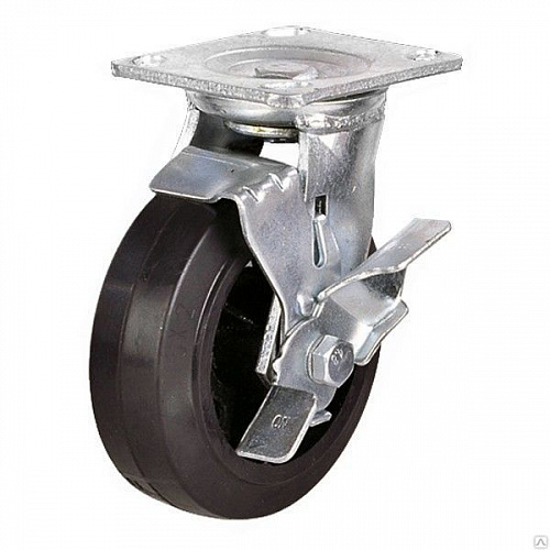 Колесо поворотное обрезиненное с тормозом SCdb63H 